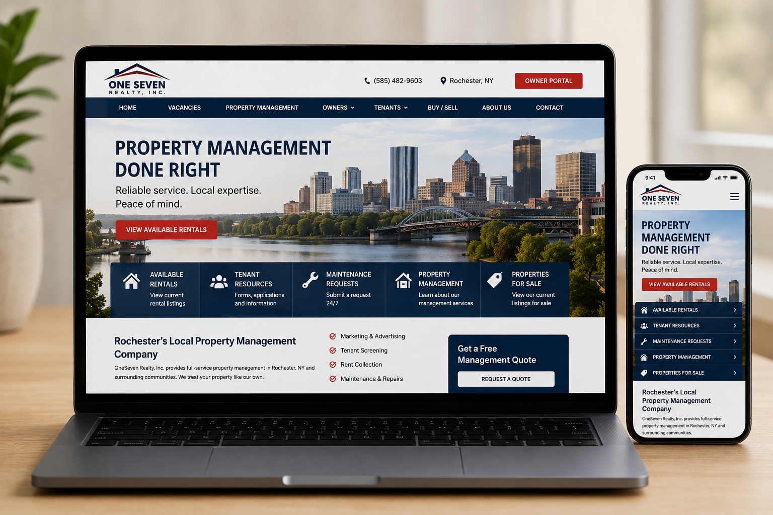 OneSeven Realty – Property Management Website