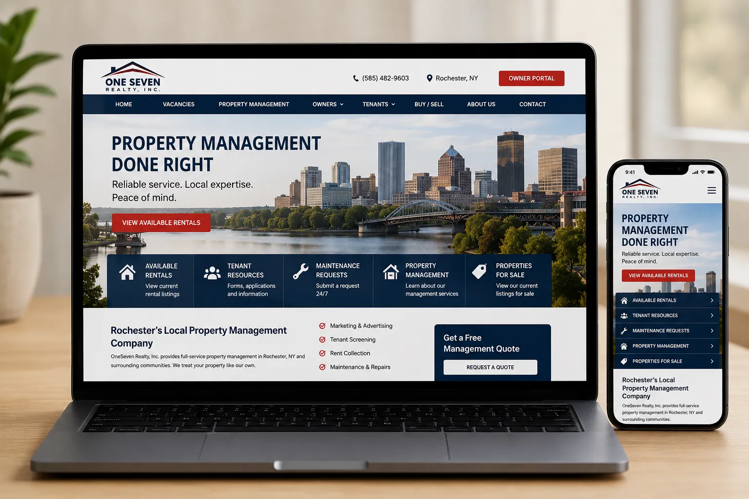 OneSeven Realty – Property Management Website