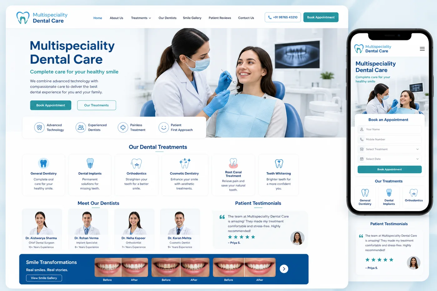 Multispeciality Dental Care - Clinic Website